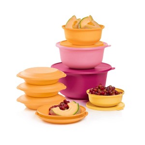 Tupperware Aloha Home Serving Collection Orange Plates and Bowls | LIS-610429