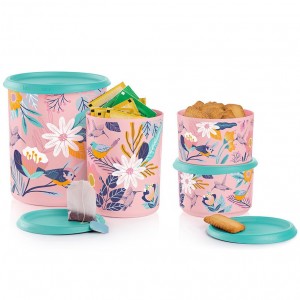 Tupperware Blushing Meadow One Touch Canister Set Candy Floss Dry Storage | RBI-273168