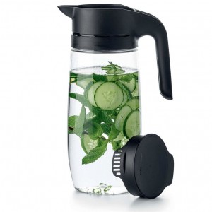 Tupperware Clearly Elegant Pitcher Black Refrigerator Storage | CZM-306951