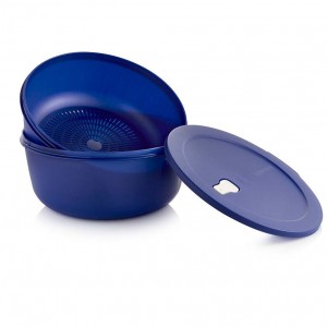 Tupperware Crystalwave 16-cup/3.8 L Round With Colander Blue Microwave Reheatable | CUL-578460