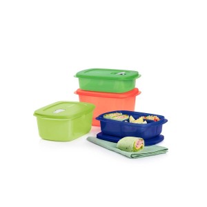Tupperware Crystalwave 4-pc. Rectangular Set Blue Microwave Reheatable | EON-079415