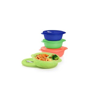 Tupperware Crystalwave Plus 4-pc. Round Set Blue Microwave Reheatable | EKO-931846