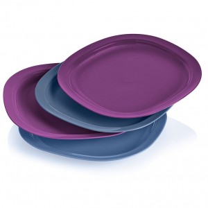 Tupperware Microwave Reheatable Luncheon Plates Blue Microwave Reheatable | TQE-035496