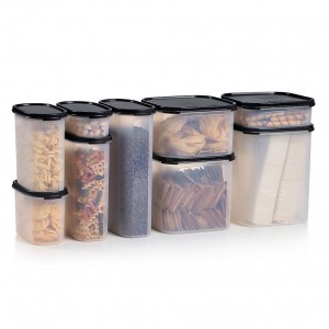 Tupperware Modular Mates Oval & Square Set Black Dry Storage | IJQ-073465